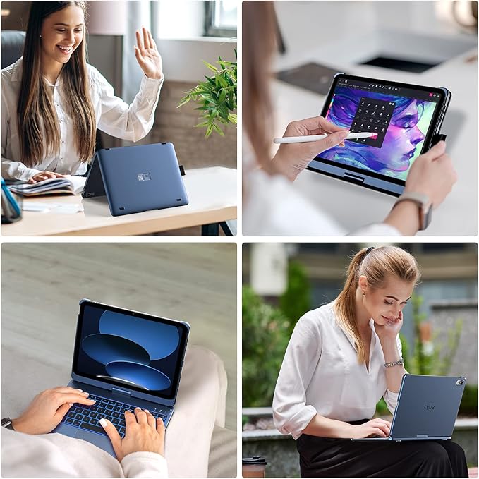 typecase Touch iPad 10th Generation Case with Keyboard (10.9", 2022) and iPad A16 (11th Gen, 2025) – 360° Rotatable, 11-Color Backlit, Multi-Touch Trackpad, Thin & Light (Midnight Blue)
