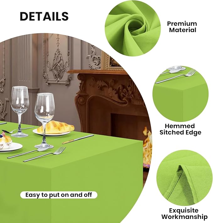 2 Pack Fitted Tablecloth for 6 Foot Rectangle 72 x 30 Inch Apple Green Table Covers Water Resistant Polyester Cloth for Folding, Parties,Display, Trade Show (Apple Green)