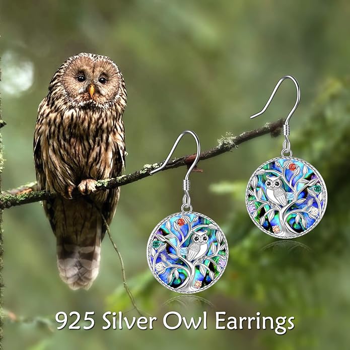 Tree of Life Earrings Sterling Silver Celtic Tree of Life Abalone Shell Dangle Drop Earrings for Women Jewelry