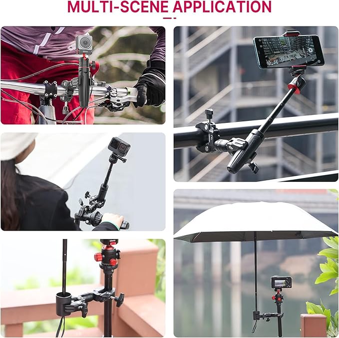ULANZI Super Clamp Double Camera Clamp, R096 Crab Plier Clip Bracket Mount Monitor Magic Arm Double Ball Head Adapter for Photo Studio Light Stand, Photography Reflector, Photo Boom Stand, Cross Bars