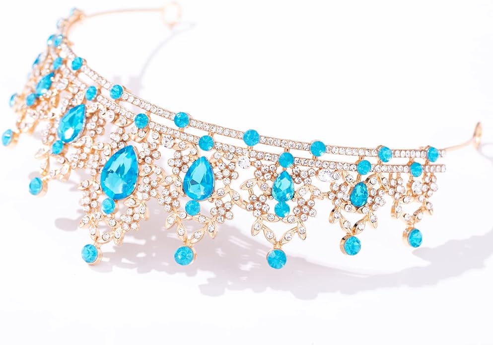 FORSEVEN Crystal Tiaras for Women, Wedding Tiaras and Crowns for Women Tiaras for Birthday Party Princess Crown Hair Accessories Bride Rhinestone Halloween Decorations Headband