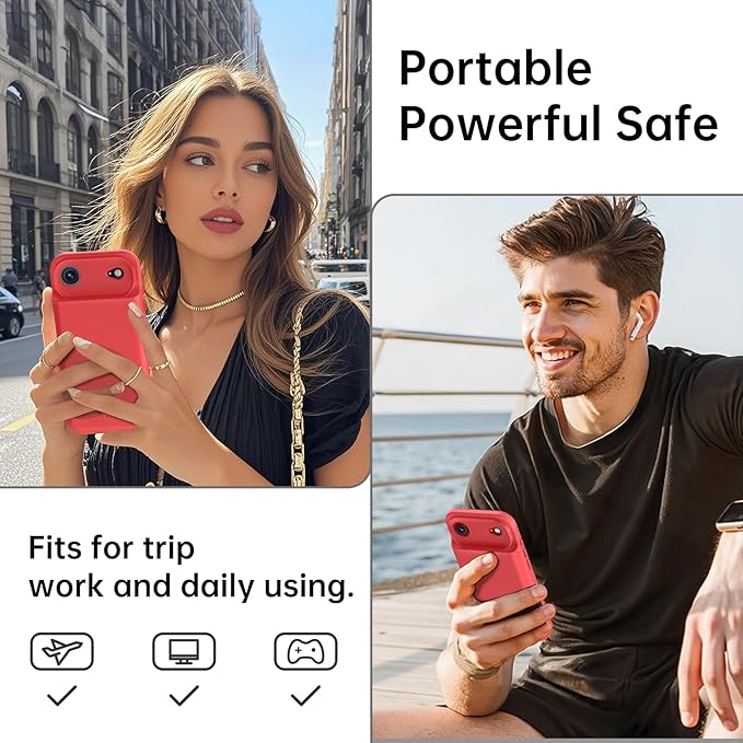 GIN FOXI Battery Case for iPhone 17 AIR, Charging Case Charger 8500mAh Ultra-Slim Lightweight Powerful Battery Pack 15W Fast Rechargeable Anti-Fall TPU Juice Box for iPhone 17 AIR (6.5") Red
