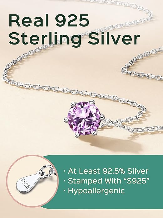 ChicSilver 925 Sterling Silver 12 Months Sparkling Round Cut Created Birthstone Pendant Necklace, 16 Inch Rolo Chain