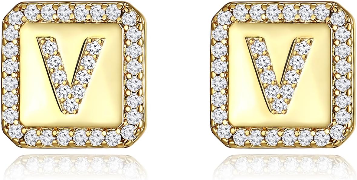 Gold Earrings for Women 24K Gold Filled Initial Earrings for Women S925 Earrings Gifts for Her