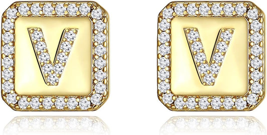 Gold Earrings for Women 24K Gold Filled Initial Earrings for Women S925 Earrings Gifts for Her