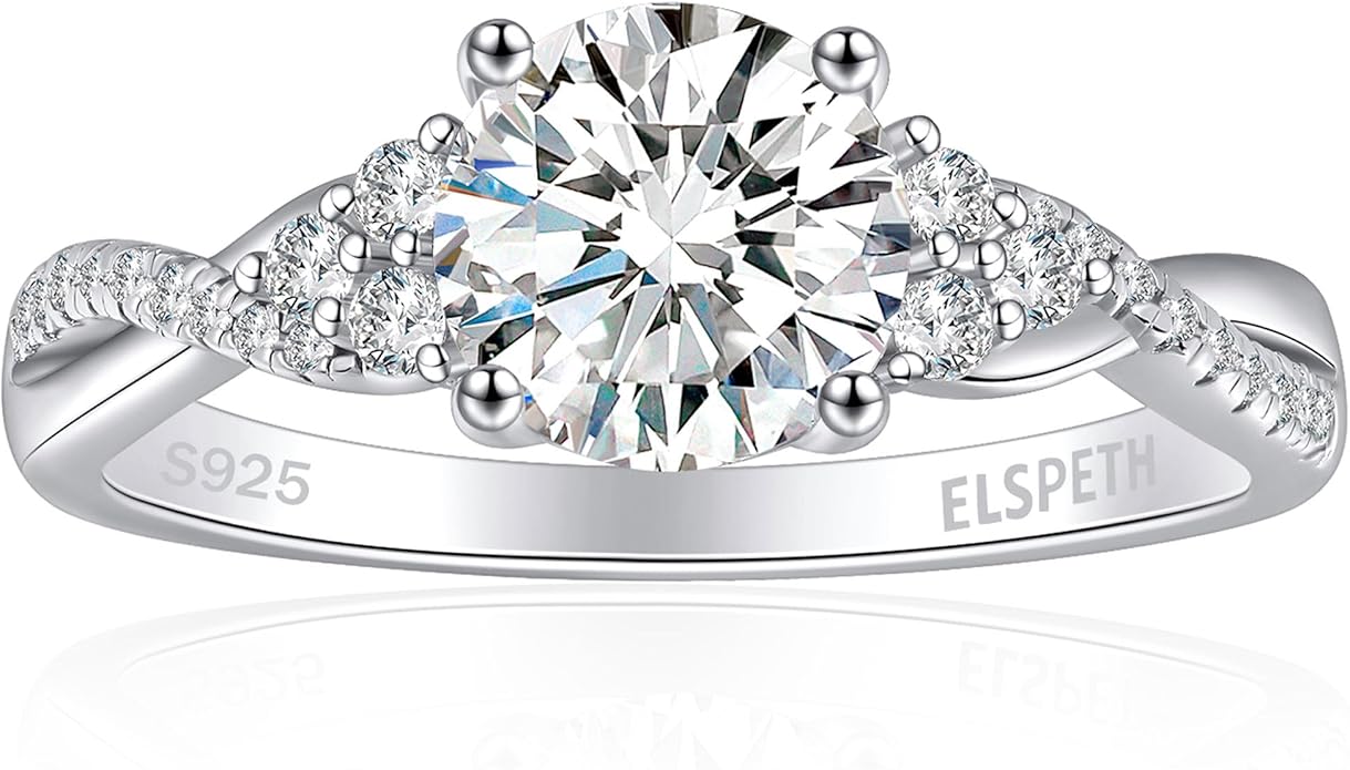 Elspeth 925 Sterling Silver Engagement Ring for Women Oval/Radiant/Pear/Princess/RoundCut Cubic Zirconia Promise Ring Size 4-10