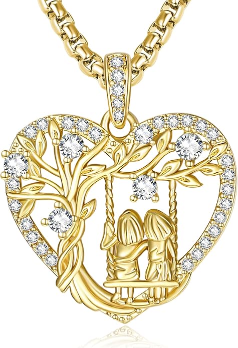 14K Gold Tree of Life Necklace for Sister Christmas Gifts from Sister,Heart Jewelry with Birthstone Pendant for Women Female Friendship Forever My Friend