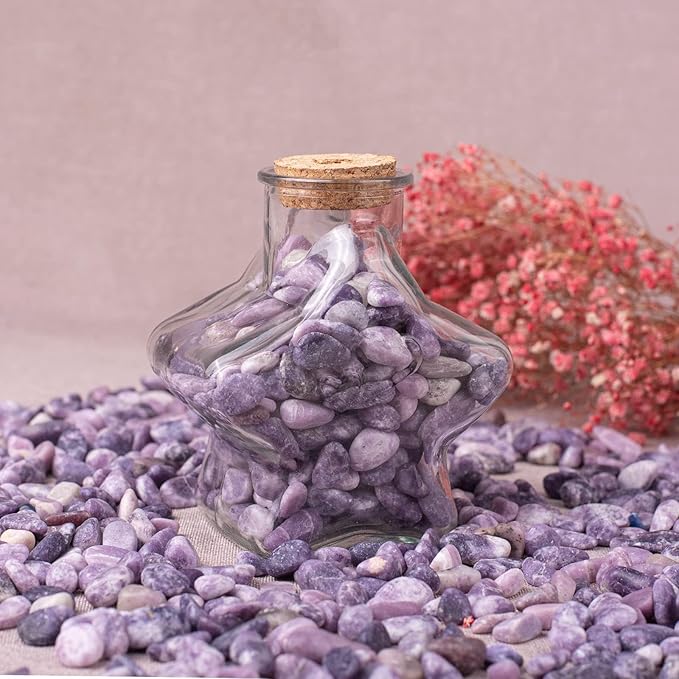 Polished Lepidolite Crystal Chips Set, 0.4", 128 Pcs - Handpicked Tumbled Stones and Crystals Bulk for Healing, Reiki, Meditation, Witchcraft and Home Decor