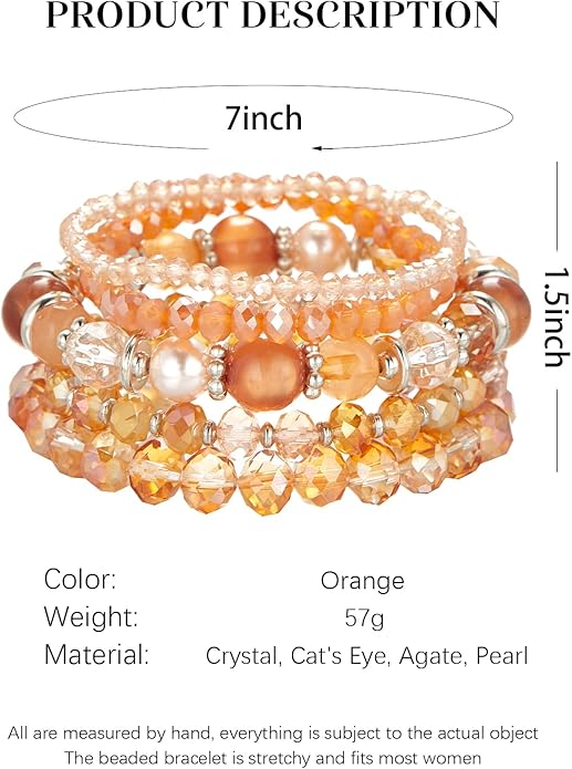Noessla Beaded Boho Stretch Bracelet Colorful Stackable Crystal Beads Bracelets Trendy Costume Jewelry Mothers Day Gifts for Women