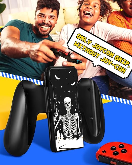 Lotadilo Joy-Con Grip for Nintendo Switch/Switch Oled - JoyCon Comfort Hand Grips Controller for Men Teen Boys Cool Cartoon Anime Design, Skull
