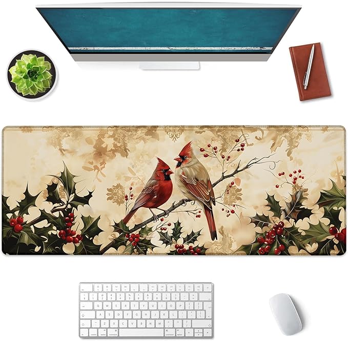 Cardinal Large Mouse Pad, Gaming Mouse Pad, Keyboard Mat, Non-Slip Rubber Base, Office Accessories, Desk Mat, MousePads for School, Work, Home Decor Gifts 31.5" x 11.8"