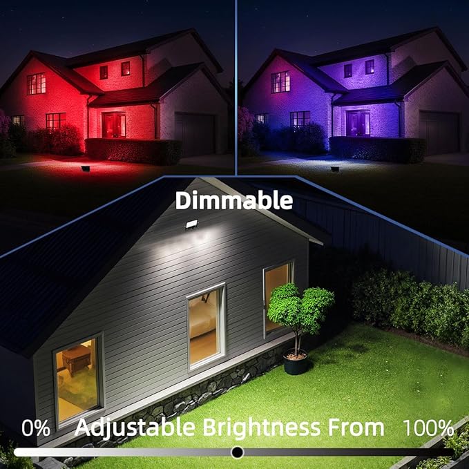 ILC LED Flood Light 30W Outdoor RGB Color Changing, Smart Floodlights RGBW 2700K Warm White & 16 Million Colors, 20 Modes, Grouping, Timing, IP66 Waterproof (2 Pack)