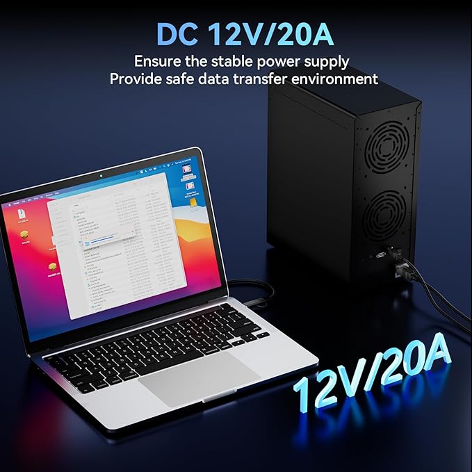 8 Bay Hard Drive RAID Enclosure with Cooling Fan for 2.5/3.5" SATA HDD/SSD with USB A/C 3.0＋eSATA Cable, 3.5 Hard Drive Enclosure Supports 160TB Capacity, 8 RAID Modes, DAS(NO NAS)