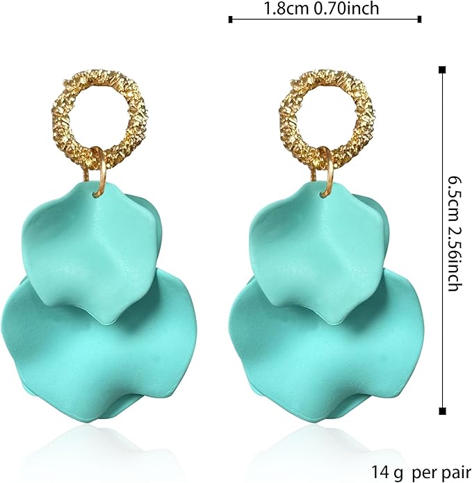 Anmpab Statement Matte Rose Flower Petal Stud Earrings for Women Dangly Floral Petal Earrings Jewelry Accessories Romantic Gifts for Her Women