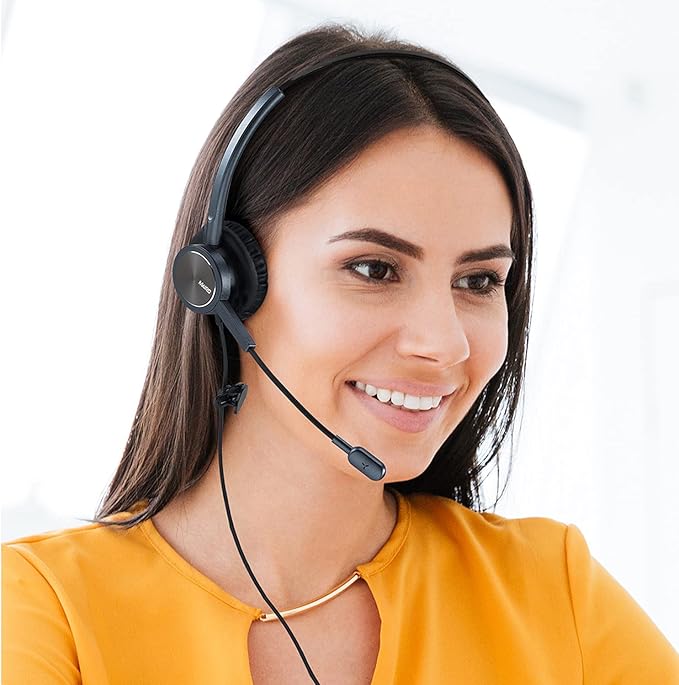 MAIRDI Telephone Headset with RJ9 & 3.5mm Jack for Office Landline Deskphone Cell Phone PC Laptop, Call Center Phone Headset with Microphone, Works for Cisco 7941 7965 6941 7861 8961