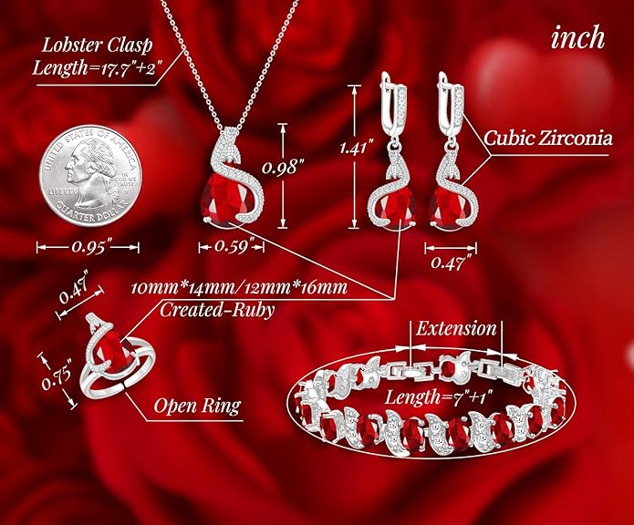 GZWHD Jewelry Set for Women Water Drop Cubic Zirconia Artificial Crystal Earrings Pendant Necklace Open Ring Tennis Bracelet Wedding Anniversary Birthday Engagement Gift for Bridesmaid Wife Girlfriend Friend
