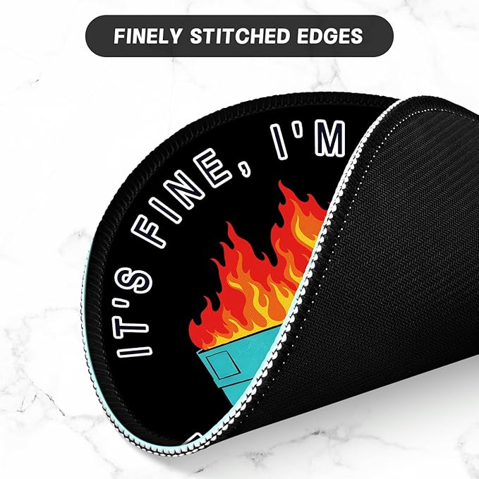 ITNRSIIET Round Mouse Pad with Stitched Edge Premium-Textured Waterproof Non-Slip Rubber Base Desktop Protection Mat Diameter 8.7 inches, Cute Dumpster