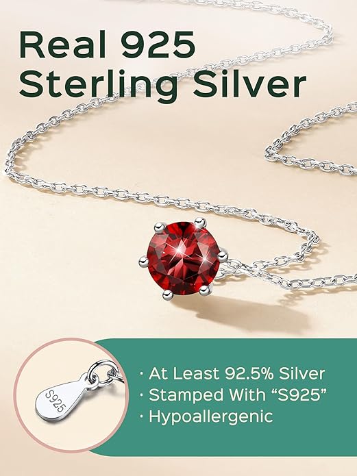 ChicSilver 925 Sterling Silver 12 Months Sparkling Round Cut Created Birthstone Pendant Necklace, 16 Inch Rolo Chain