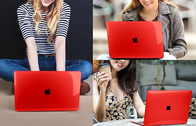 CISSOOK Compatible with MacBook Air 13.6 inch Case A3240 A3113 A2681 2025 2024 2022 Released, Plastic Hard Shell Case with Keyboard Cover USB Adapter for MacBook Air 13 M2 M3 M4, Crystal Red