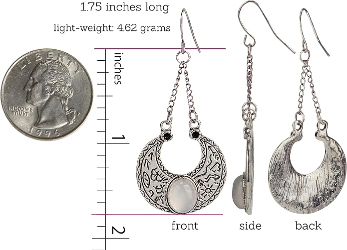 SPUNKYsoul Boho Dangle Earrings for Women – Lightweight Tribal Fan Paddle Design with Hieroglyphic Accents – Unique Handmade Gift Idea for Her
