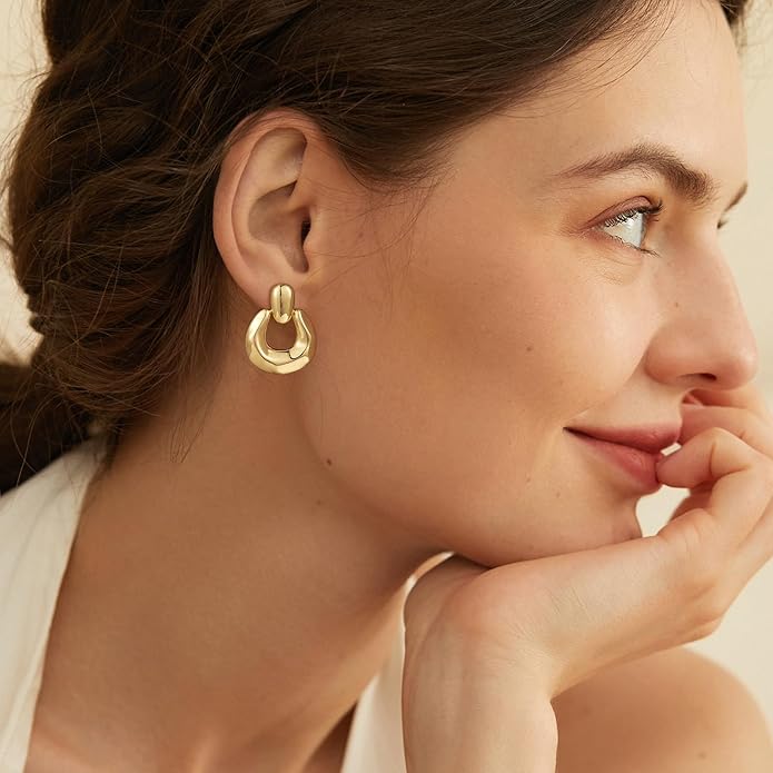Clip on Earrings for Women Hypoallergenic Statement Retro Clip Earrings 14K Gold/Silver Plated Hoop Dangle Earrings 5A Cubic Zirconia Round Multiple Styles for Women Fashion Trendy Jewelry Gifts