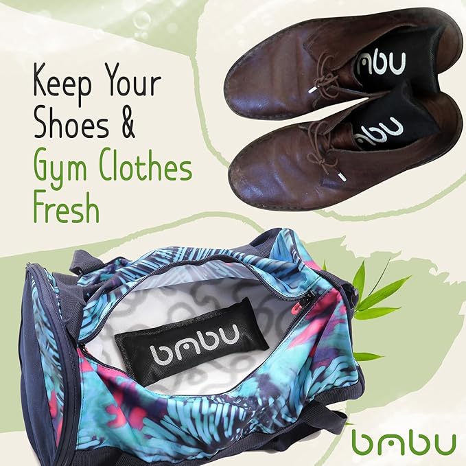 bmbu Charcoal Shoe Deodorizers - Activated Natural Bamboo Air Purifying Bag Insert for Sneakers Oder Eliminator Mini Bags -Absorber/Freshener for Gym Bag,Drawer,Closet,Car,Home, Cat Litter
