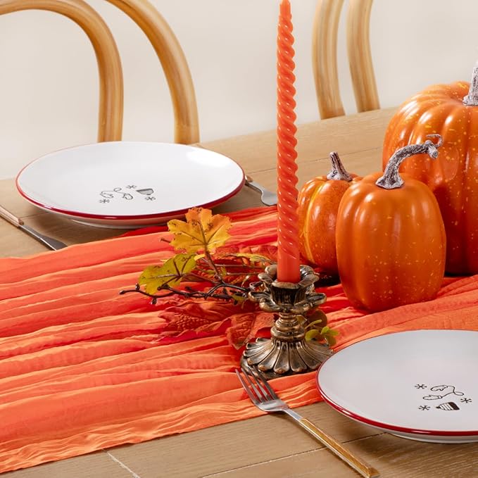 Fall Table Runner Orange Cheesecloth Table Runner 10FT Farmhouse Table Runners 120 Inches Table Decor Thanksgiving Dining Room Centerpiece Wedding Boho Baby Shower Birthday