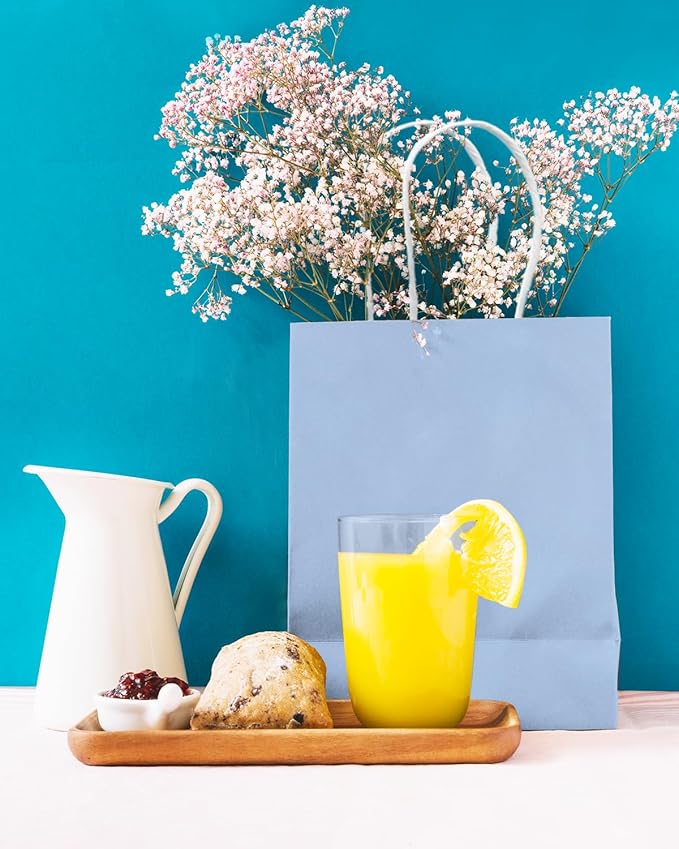 qiqee 30PCS Medium Gift Bag with Handles Bulk 11"x5"x8" Gift Bags Light Blue Bags Multiple Uses (Medium Size)