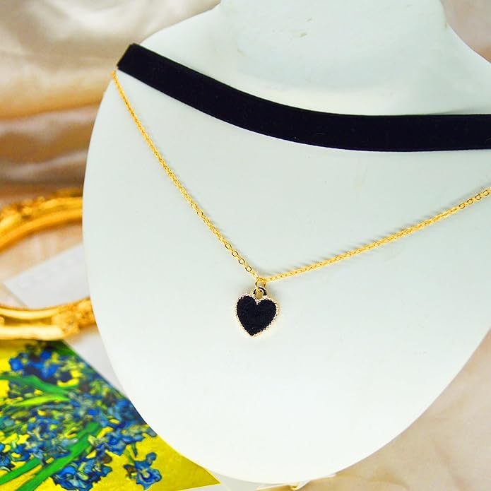 MOMOCAT Heart Necklace Adjustable Red Choker Classic Collar Necklaces for Women and Girls Velvet Chocker Necklace