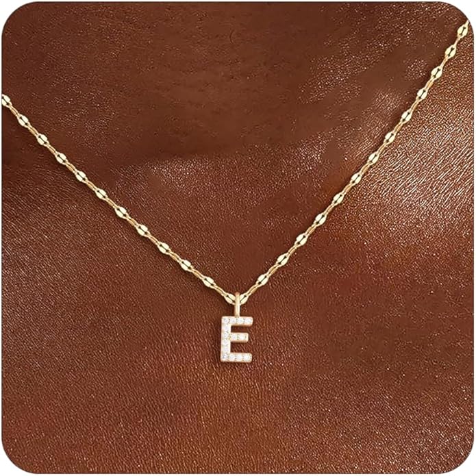 Initial Necklaces for Women,14K Gold Plated Necklaces, A-Z Letter Pendant Charm Necklace Trendy Dainty Hypoallergenic CZ Custom Personalized Name Necklace Gold Jewelry Birthday Christmas Gift for Her