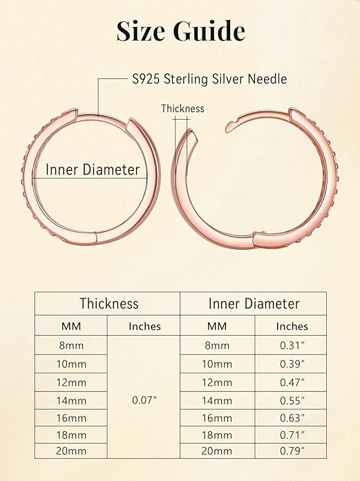 FaithHeart Sterling Silver Hoop Earrings for Women, Hypoallergenic Huggie Hoop Earrings Lightweight Small Cartilage Earrings Hoop Earring Dainty Everyday Earrings 6/8/10/12/14/15/16/18/20mm