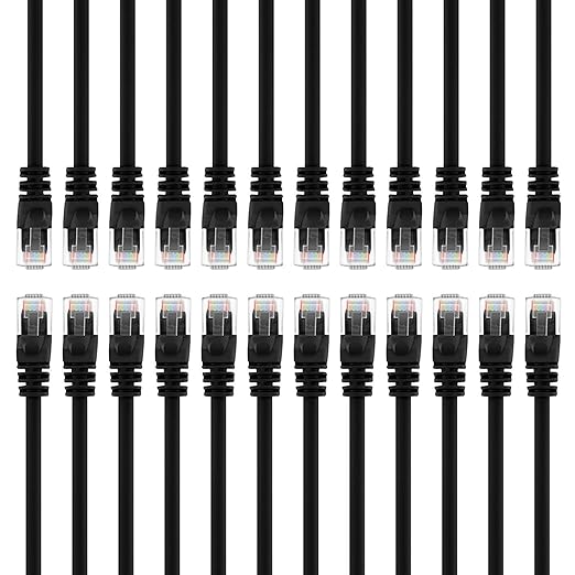 GearIT 50-Pack, Cat5e Ethernet Patch Cable 3 Feet - Snagless RJ45 Computer LAN Network Cord, Black - Compatible with 48 Port Switch POE Rackmount 48port Gigabit