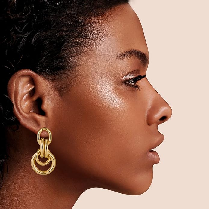 Gold Geometric Drop Dangle Earrings for Women Long Link Dangle Earrings Jewelry Gift