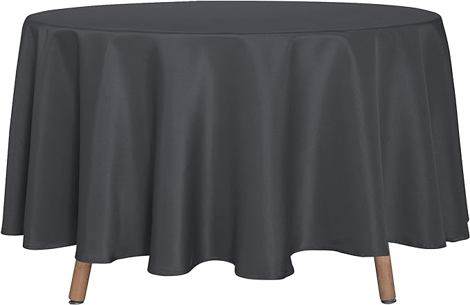 sancua Round Tablecloth - 90 Inch - Water Resistant Spill Proof Washable Polyester Table Cloth Decorative Fabric Table Cover for Dining Tables, Buffet Parties and Camping, Grey