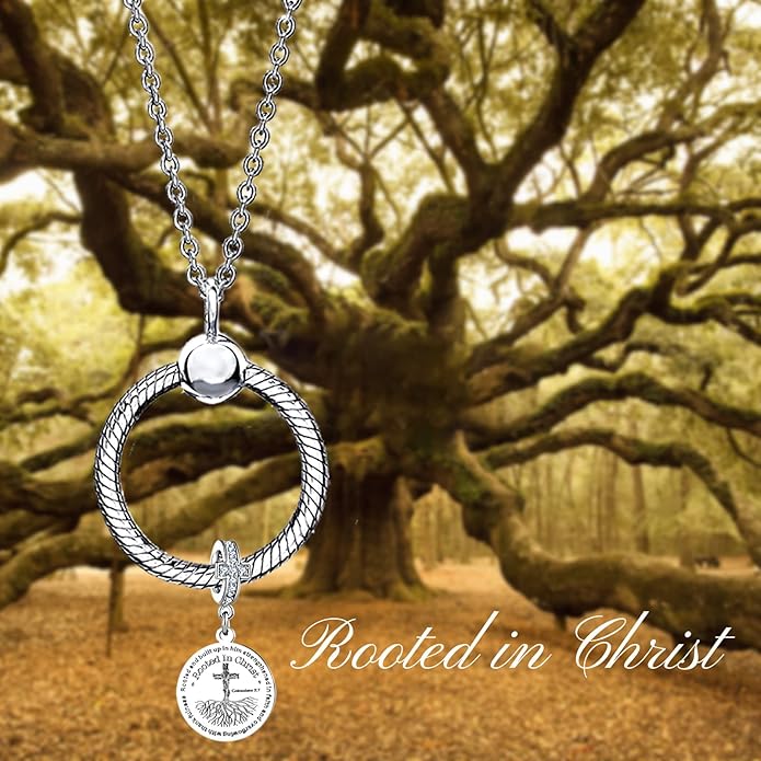 Christian Circle Praying Hand Bible Verse Dangle Charm for Pandora Bracelet