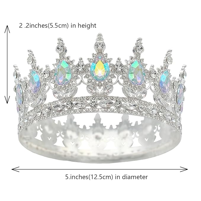 Queen Crown Rhinestone Wedding Crowns and Tiaras for Women Costume Party Hair Accessories Princess Birthday Crown Crystal Bridal Crown (Silver Crown-A+B)