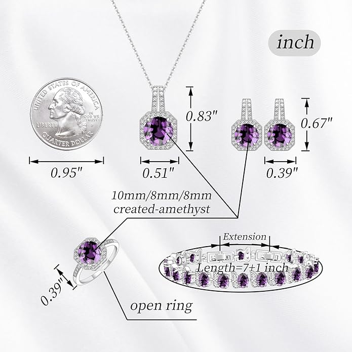 GZWHD Jewelry Set for Women CZ Earrings Necklace Ring Bracelet Set Prom Party Wedding Jewelry Gift for Mother Friend Wife