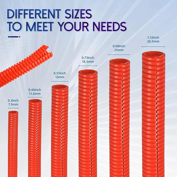 Split Wire Loom Tubing, 10,25ft Cord Protectors from Pets No Chew, Flexible Wire Covers Cord Protectors, Protective Split Cable Sleeve for Automotive Home Industrial Wires(Red, 0.51inch-10ft)