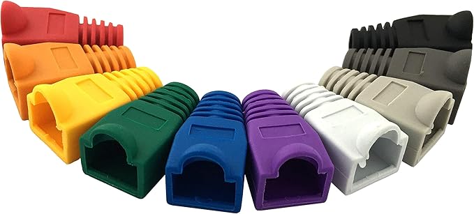 Accessbuy 100 Pack RJ45 CAT6 CAT6E CAT5 CAT5E Ethernet Network Cable Strain Relief Boots Cable Connector Plug Cover Mixed Color for Laptop