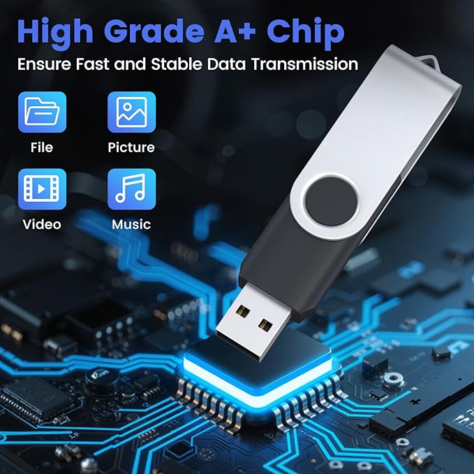 ABLAZE 4GB Flash Drive 10 Pack, USB 2.0 Memory Stick with Lanyards Swivel Thumb Drives Bulk 4GB Pendrive U Disk for Data Storage (Mixcolors)