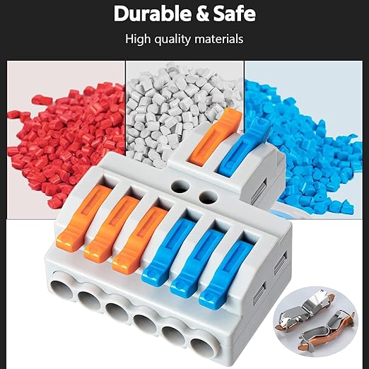 10PCS Lever Wire Connectors, Quick Wiring Cable Connectors, Compact Push-in Conductor Terminal Block (10PCS 2 in 6 Out)