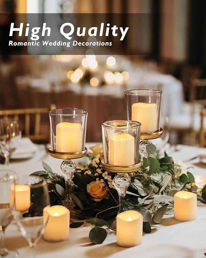 Homemory 12Pack Flickering Flameless Votive Candles, 200+Hour Electric Fake Candles, Battery Operated LED Tealight for Wedding, Outdoor, Table, Festival (Warm White,Battery Included)