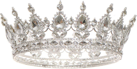 FORSEVEN Queen Crown Rhinestone Wedding Crowns and Tiaras for Women Costume Party Hair Accessories Princess Birthday Crown Crystal Bridal Crown Halloween Decorations Headband