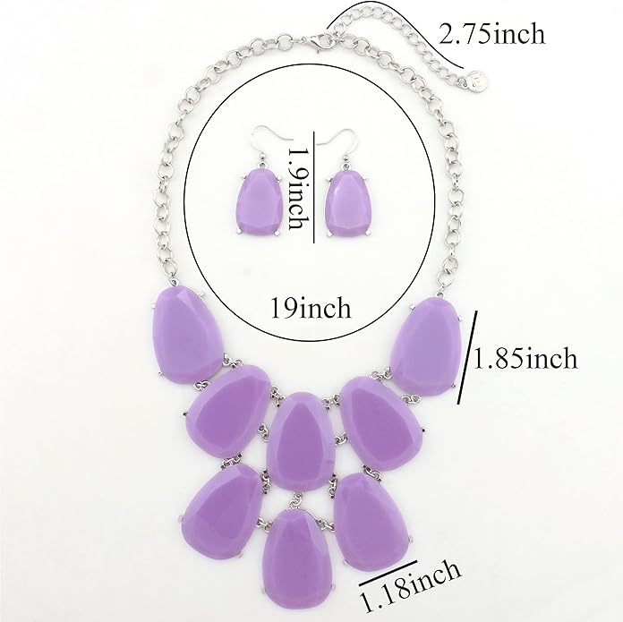 Firstmeet Chunky Bubble Statement Collar Necklace with Earrings for Women