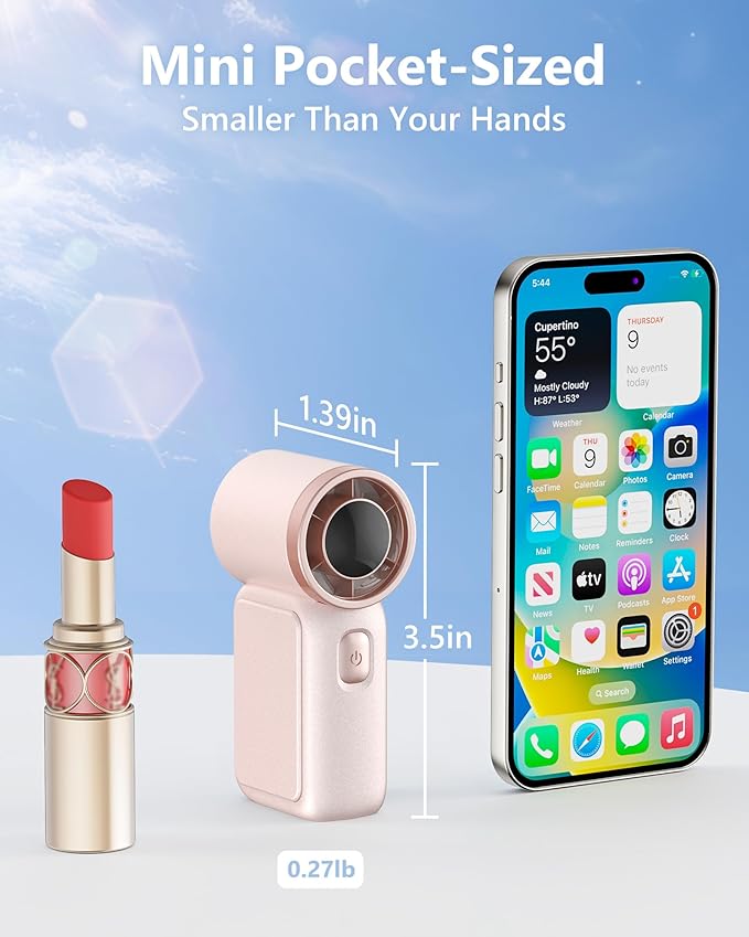 Portable Handheld Mini Fan, 6 Gear Wind, Hand Small Travel Personal Held Fans, Rechargeable Turbo Fan, Gifts for Women Men, for Camping Vacation Outdoor (pink)