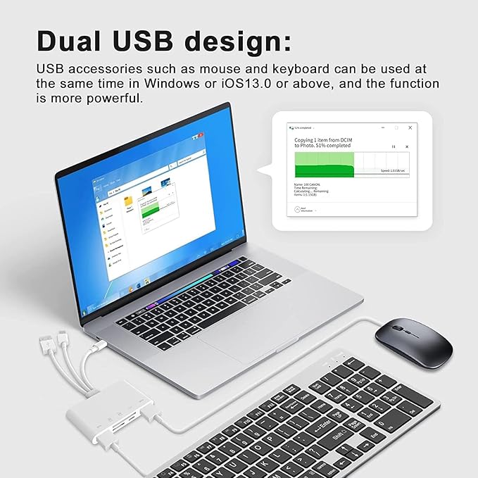 [Apple MFi Certified] 5-in-1 iPhone Memory Card Reader, USB OTG Adapter & SD/TF Card Camera Viewer for iPhone/iPad/PC/Android/Camera/USB C & A Devices, Supports SD/Micro SD/SDHC/SDXC/MMC Plug and Play