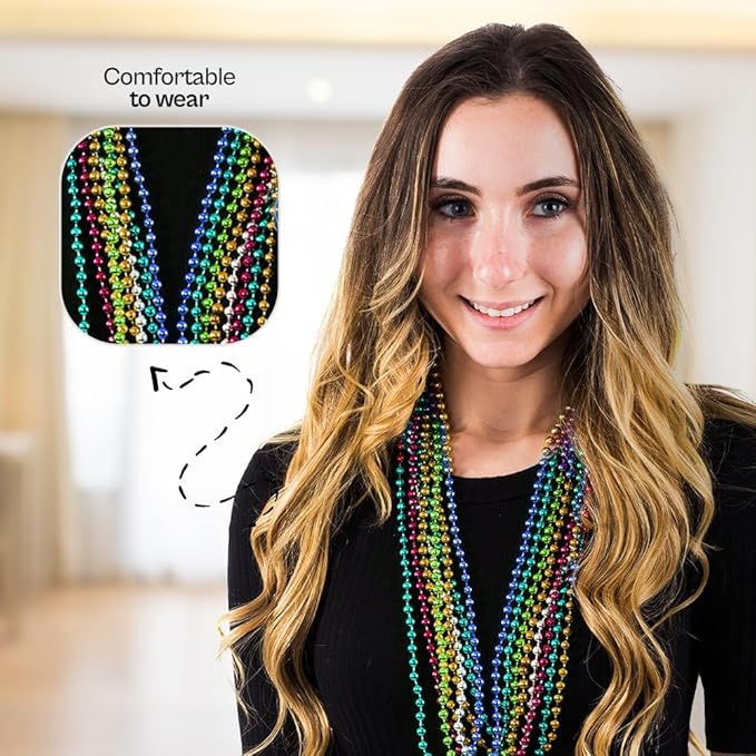 Funny Party Hats Mardi Gras Beads Necklaces - Party Costumes Accessories 144 Pc