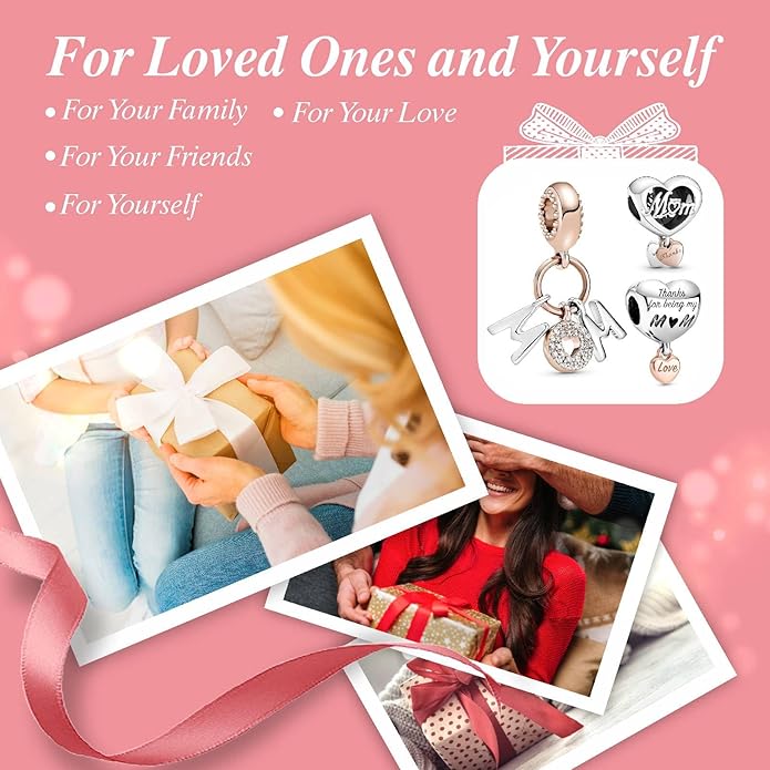 Family Mom Heart Charms 925 Sterling Silver Bead for Bracelets and Necklaces For Women Jewelry Present
