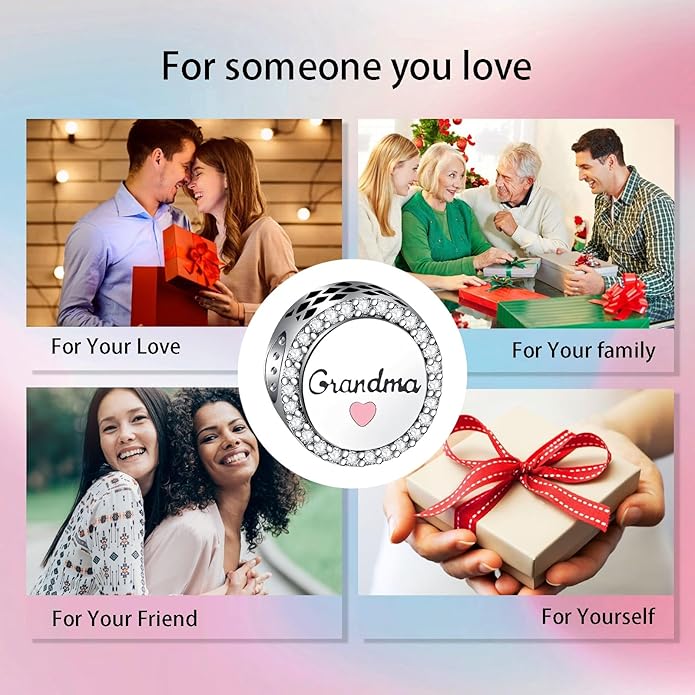 Birthday Fashion Love Heart Dangle Charm 925 Sterling Silver Charms fits Bracelets and Necklace Pendant Bead Charms Jewelry Present for Women Family Friends