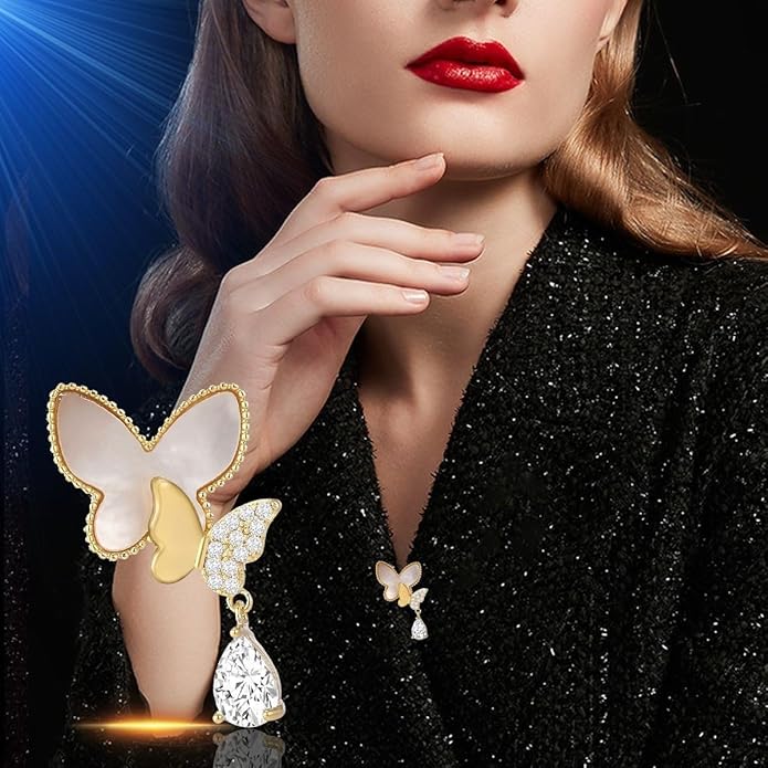 Pearl Flower Brooch for Women - Gold Plated Pearl Flower Pin Rhinestone Buttons Lapel Pin Jewelry - Valentine's Day Gift